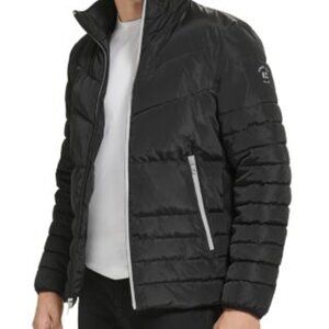 Kenneth Cole Men's Mixed Media Quilted Puffer Jacket Size S Black